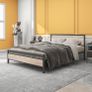 King Size Bed Frame with Wood Headboard,Heavy Duty Metal Platform Bed King Size with Storage No Box Spring Needed,Mattress Base/Strong Steel Slats Support/Easy Assembly Image 3