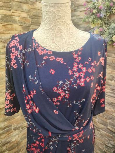 Anthology navy floral stretch pencil Occasion dress size 16 Postage included