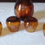 For Collectors Rare Vintage 5 Piece J. Albinana Oleria Spain Etched Amber Decanter With Matching Amber Wine Glasses Set Image 6
