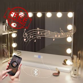 NEW SALE | Hollywood Vanity Cosmetic Mirror For Makeup with Lights, Type-C and USB Output Port, 15 Bulbs 3 Lighting Modes