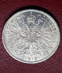 Austria 1912 Austrian Empire  2 Corona - Francis Joseph I Silver Coin