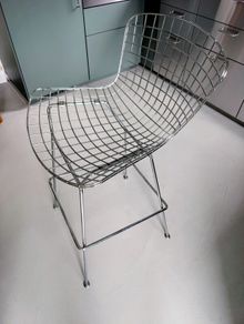 Pair of Bertoia style wire bar stool