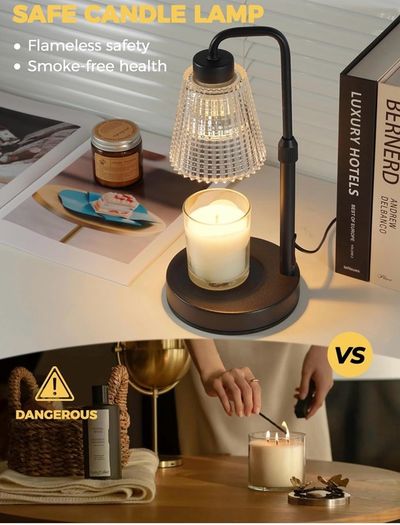 Candle Warmer Lamp with Timer, Birthday Gifts for Women Home Decor 24h Cycle Timer Dimmable Wax Melt Warmer with 2 Bulbs, Fall Decor for Home Living Room Halloween Decorations Gifts for Mom
