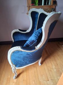 2X French Louis XV style wing-backed armchairs