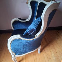 2X French Louis XV style wing-backed armchairs