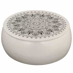 Coffee Table Hammered Aluminium 70x30 cm White