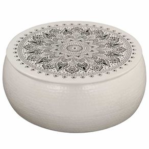 Coffee Table Hammered Aluminium 70x30 cm White