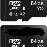 MicroSDXC, 64 GB, with SD Adapter, A2, U3, read speed up to 100 MB/s, 2 Pack, Black Image 2