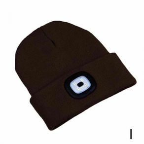 Brown Beanie Hat with LED Light