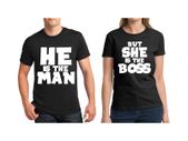 He is the man but she is the boss Couple T-Shirt valentines day gift present