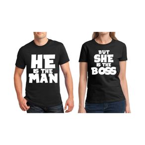 He is the man but she is the boss Couple T-Shirt valentines day gift present