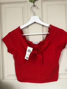 Women's Red Miss Selfridge Bow Top