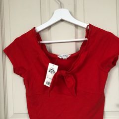 Women's Red Miss Selfridge Bow Top