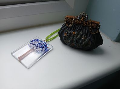 Small glass tree decorative hanging and handbag ornament