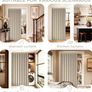 Temporary Door Curtain & Room Divider with Rod Linen Look, Folding Accordion Door Cover, with Magnetic Closures,W 60" x L77",Temporary Door Image 4