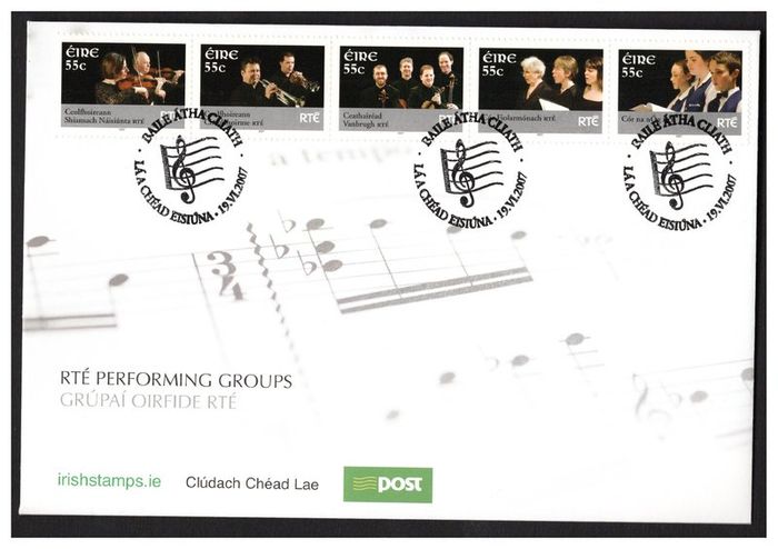 2007 Ireland RTE Performing Groups Se-Tenant Commemorative Stamps An Post First Day Cover (FDC)