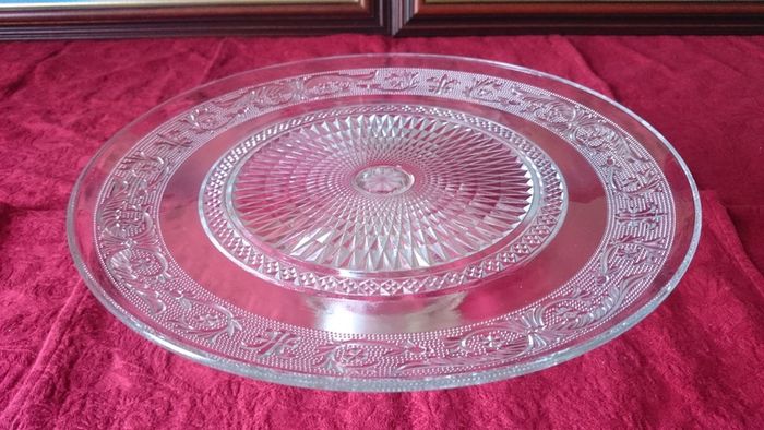 Vintage Cut Glass Art Deco Footed Cake Stand