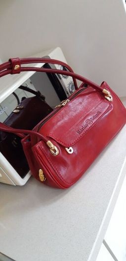 Marino Orlandi Genuine Italian Cherry Red Leather Shoulder/Hand Bag