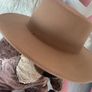 Tan Boater Hat Camel Fedora Flat Brim Size 57 Women's Festival Image 6