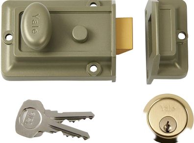 Yale Traditional Nightlatch, Standard Security, Nickel Finish/Brass Cylinder, 60 mm Backset