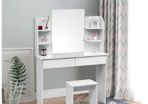 BRAND NEW Modern Dressing Table Set Cosmetic Table With Mirror 2 Drawers 4 Shelves For Home Bedroom 108x42x142cm