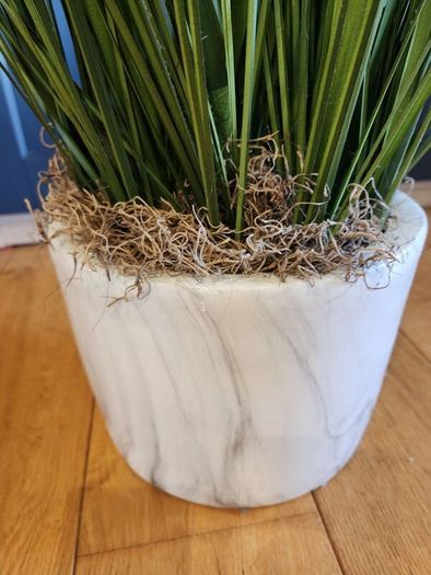 Tall Artificial Grass Plant in Marble-Effect Pot - 120cm