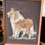 Vintage Late Mid Century Unique Real Fur Collie Dog Framed Wall Art Rustic Decor Image 10