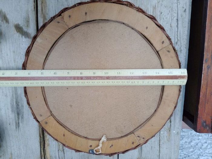 Round mirror, vintage rattan mirror