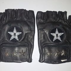 SALE!  Star Studded Biker Punk Rock Unisex Faux Leather Fingerless Gloves