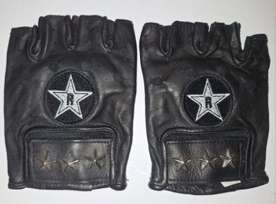 SALE!  Star Studded Biker Punk Rock Unisex Faux Leather Fingerless Gloves
