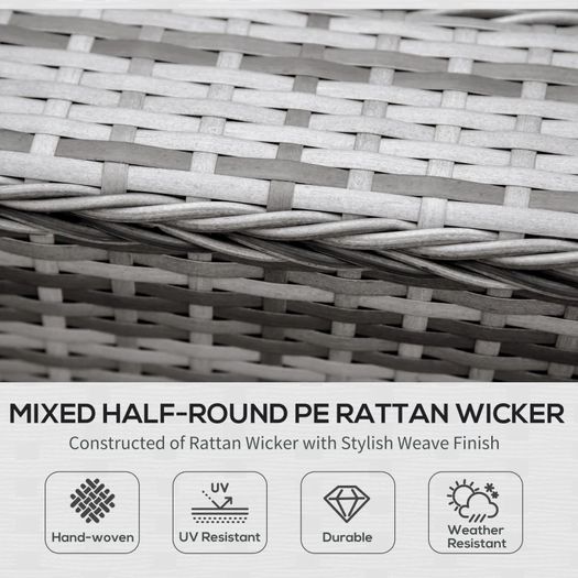 6 PCs Outdoor Rattan Wicker Sofa Set Bonzer Half Round Patio Conversation Furniture Set w/ Angled Corner Design, Cushions Grey