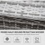 6 PCs Outdoor Rattan Wicker Sofa Set Bonzer Half Round Patio Conversation Furniture Set w/ Angled Corner Design, Cushions Grey Image 5