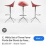 80s "Fasem" Italy, trio of leather & chrome barstools Image 5