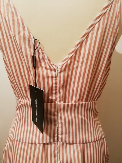Pretty Little Thing Rust Stripe Tie Waist Dress New With Tags  Size UK12 CAN POST