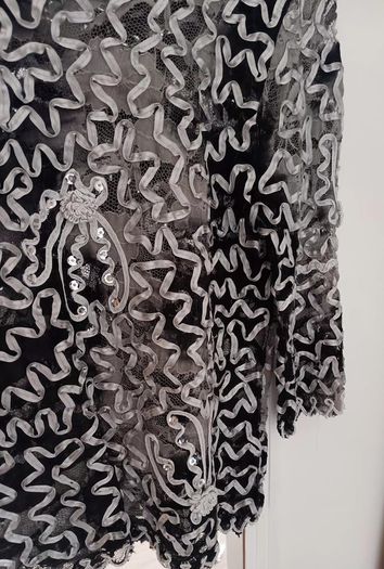 SKY Designs Lace, Ribbon and Sequins Black Top