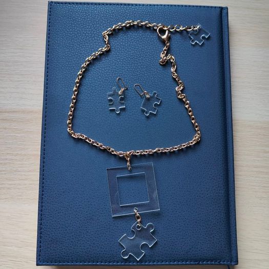 Custom Made Puzzle style Necklace and Earrings set