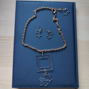 Custom Made Puzzle style Necklace and Earrings set