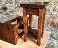 Premium Modern Rustic Dark Walnut Bedside tables, pair . Solid chunky wood, handcrafted