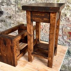 Premium Modern Rustic Dark Walnut Bedside tables, pair . Solid chunky wood, handcrafted