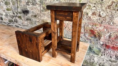 Premium Modern Rustic Dark Walnut Bedside tables, pair . Solid chunky wood, handcrafted