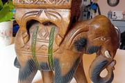 Vintage hardwood elephant plant stand