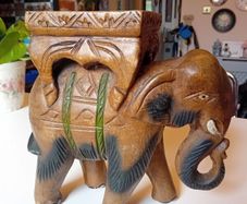 Vintage hardwood elephant plant stand