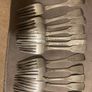 12 Irish sterling forks made by Irish silversmiths in the early 1800s with clear full hallmarks all with the same family crest weighing 820 grams almost 29 ounces Image 3