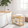 FREE EXPRESS SHIPPING 3-Tier Bamboo Shoe Bench, Shoe Rack Storage Organizer, 70 x 28 x 45 cm, ideal for Hallway, Bathroom, Living Room and Corridor Image 3