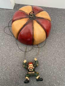 Allan Agohob Clown Vintage 1970s Large Rare Hand Painted Parachute Hanging