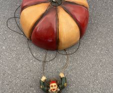 Allan Agohob Clown Vintage 1970s Large Rare Hand Painted Parachute Hanging