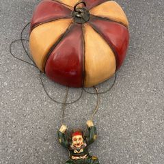 Allan Agohob Clown Vintage 1970s Large Rare Hand Painted Parachute Hanging