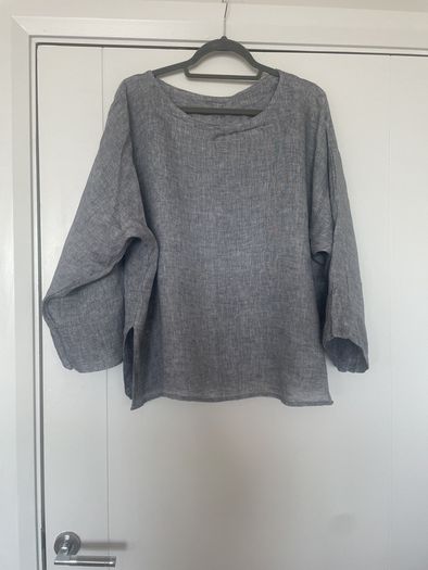 Italian Designer Linen Top with Button Back