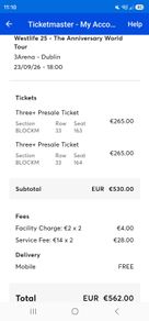 Westlife Tickets for 23rd Sept 2026