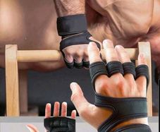 gym gloves and wrist straps with hook
